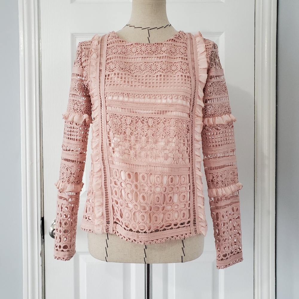Rachel Parcell Lace Overlay Light Pink top